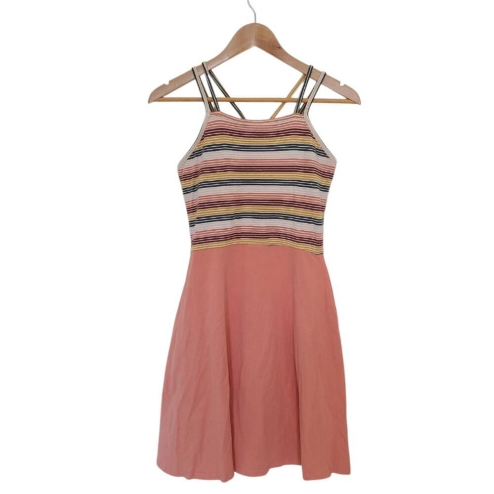 PACT Organic Striped Dress Built In Bra Orange Pockets Summer Women's Size XL